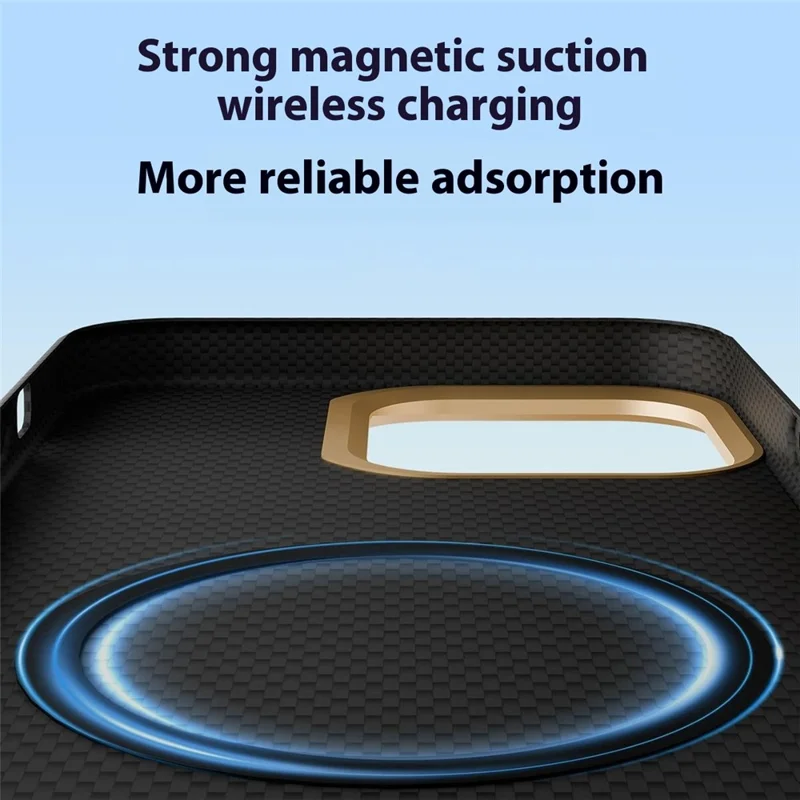 GKK BTGD For iPhone 16 Pro Case Woven Texture Compatible with MagSafe Metal + PC Phone Back Cover - Gold