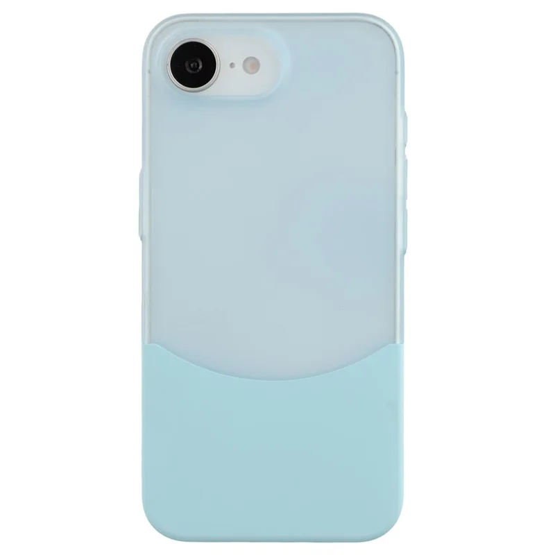 For iPhone 16e Case Dual Color Splicing Matte PC Phone Cover Large Camera Cutout - Transparent Cyan + Baby Blue