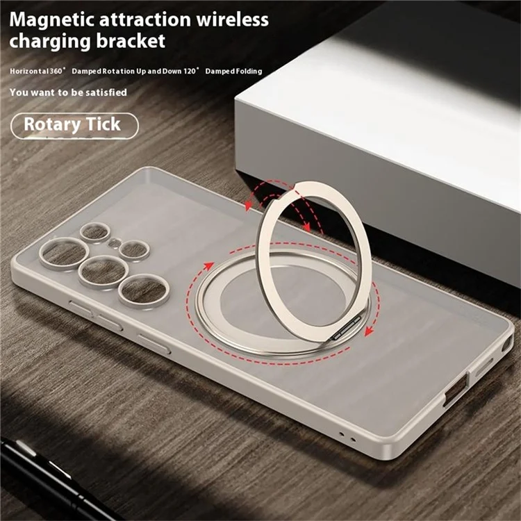 GKK For Samsung Galaxy S25 Ultra Case with Kickstand Matte Skin Touch Translucent Hard PC Phone Back Cover - Grey