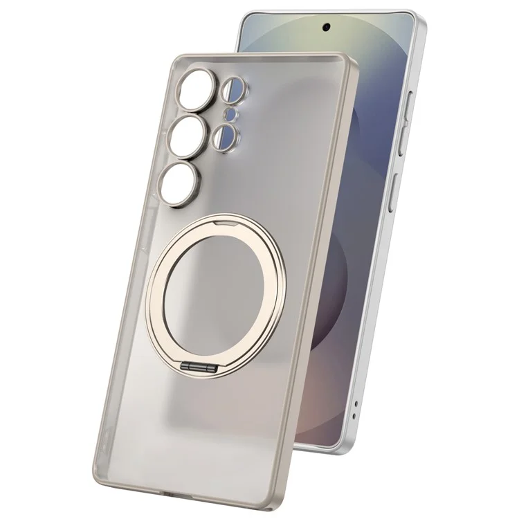 GKK For Samsung Galaxy S25 Ultra Case with Kickstand Matte Skin Touch Translucent Hard PC Phone Back Cover - Grey