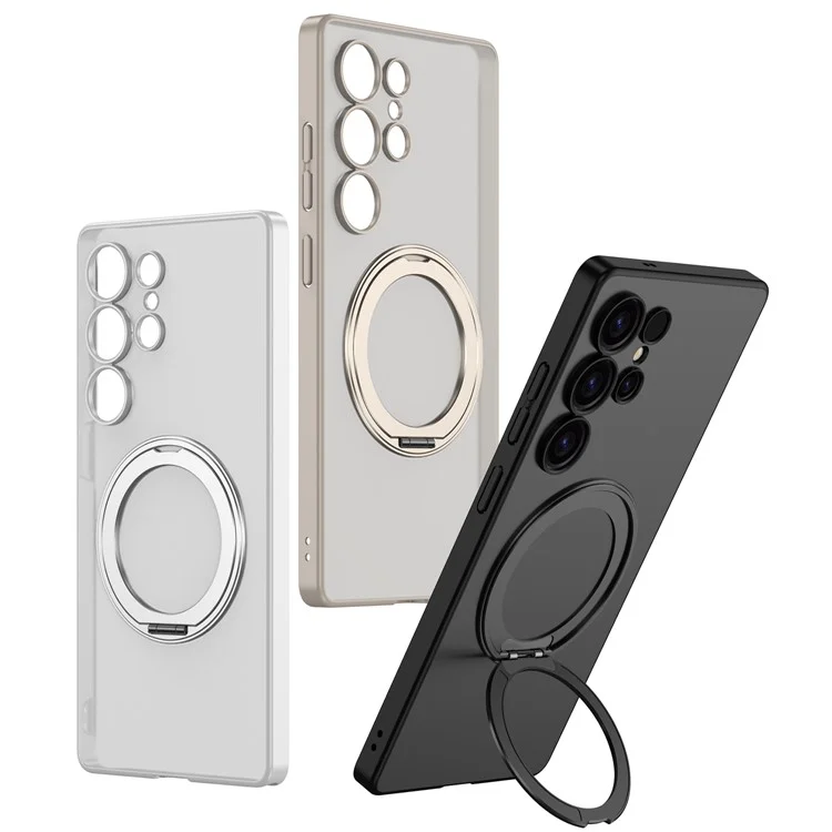 GKK For Samsung Galaxy S25 Ultra Case with Kickstand Matte Skin Touch Translucent Hard PC Phone Back Cover - Grey