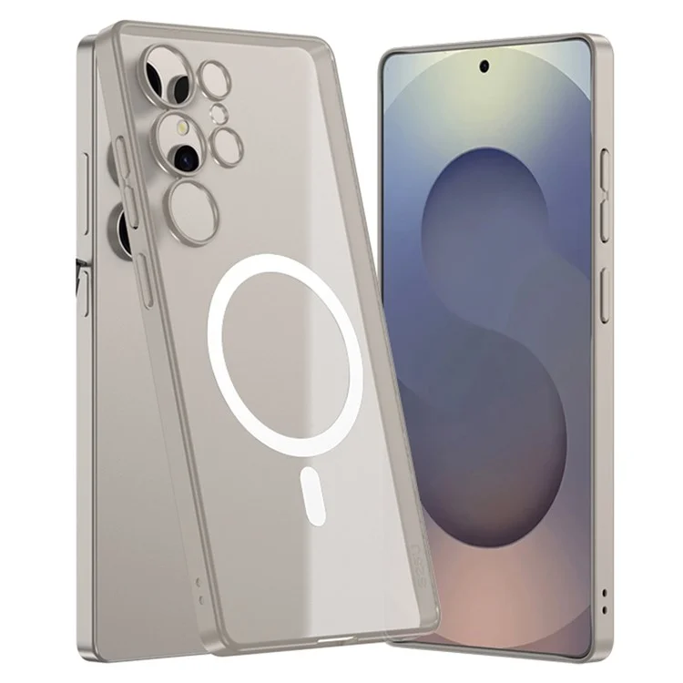 GKK Pour Samsung Galaxy S25 Ultra Coque Magnétique Effet Peau Translucide Rigide en PC pour Téléphone - Gris Titane