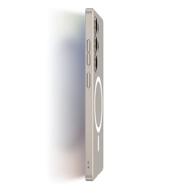 GKK Pour Samsung Galaxy S25 Ultra Coque Magnétique Effet Peau Translucide Rigide en PC pour Téléphone - Gris Titane