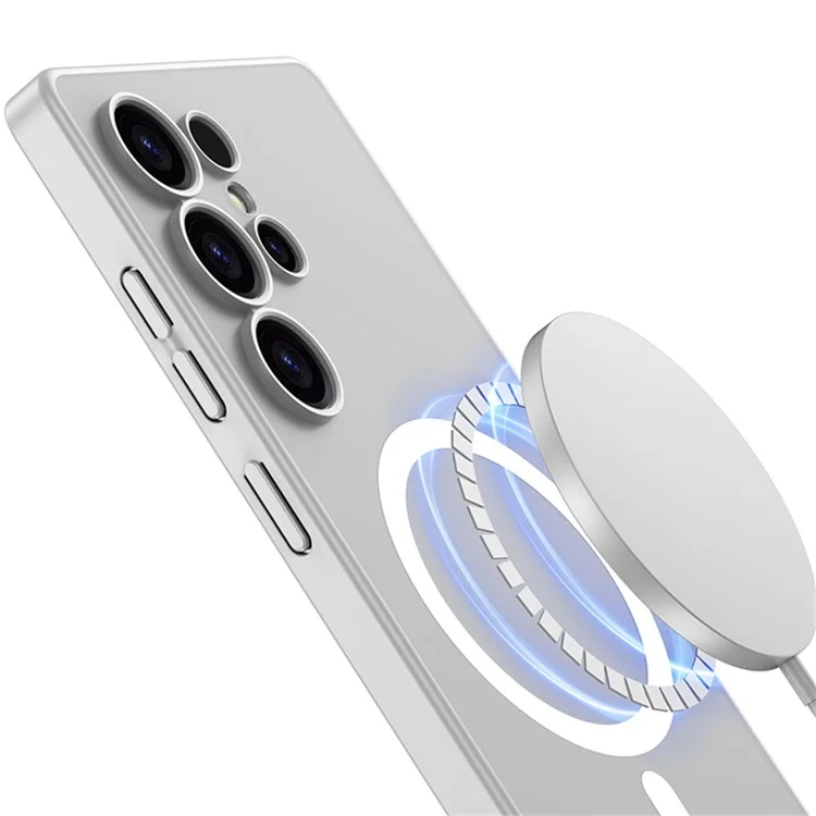 GKK Pour Samsung Galaxy S25 Ultra Coque Magnétique Effet Peau Translucide Rigide en PC pour Téléphone - Gris Titane