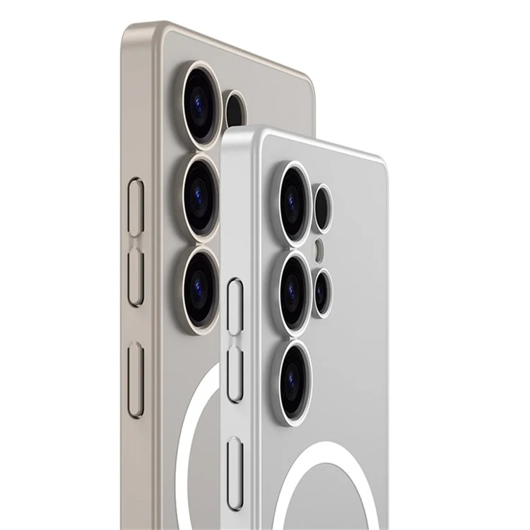 GKK Pour Samsung Galaxy S25 Ultra Coque Magnétique Effet Peau Translucide Rigide en PC pour Téléphone - Gris Titane