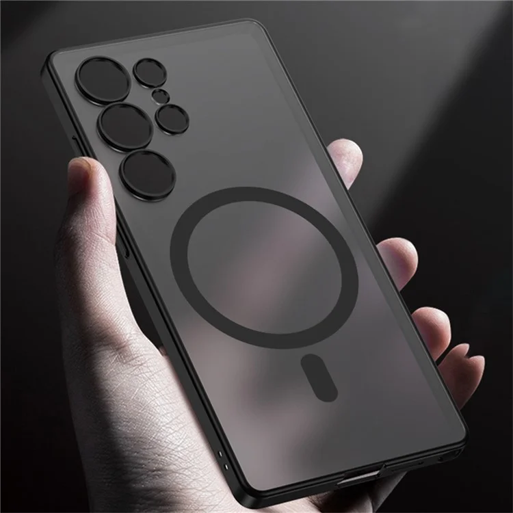 GKK Pour Samsung Galaxy S25 Ultra Coque Magnétique Effet Peau Translucide Rigide en PC pour Téléphone - Gris Titane