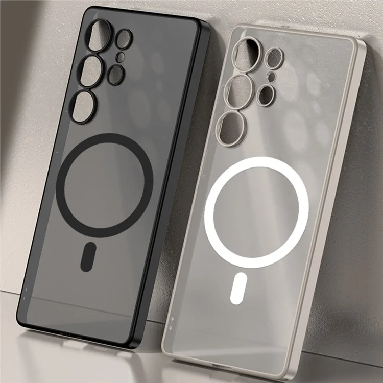 GKK Pour Samsung Galaxy S25 Ultra Coque Magnétique Effet Peau Translucide Rigide en PC pour Téléphone - Gris Titane