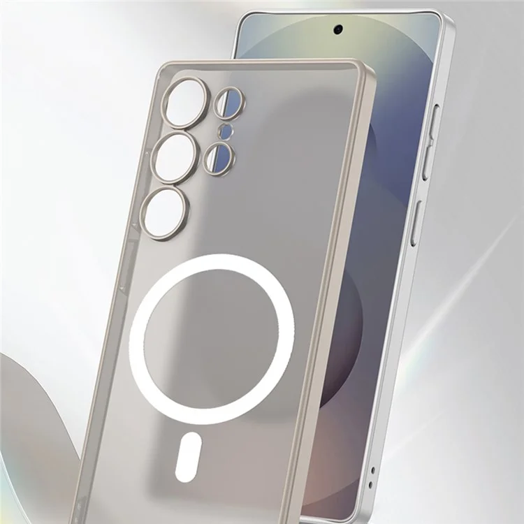GKK Pour Samsung Galaxy S25 Ultra Coque Magnétique Effet Peau Translucide Rigide en PC pour Téléphone - Gris Titane