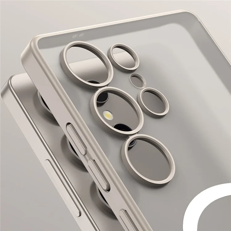 GKK Pour Samsung Galaxy S25 Ultra Coque Magnétique Effet Peau Translucide Rigide en PC pour Téléphone - Gris Titane