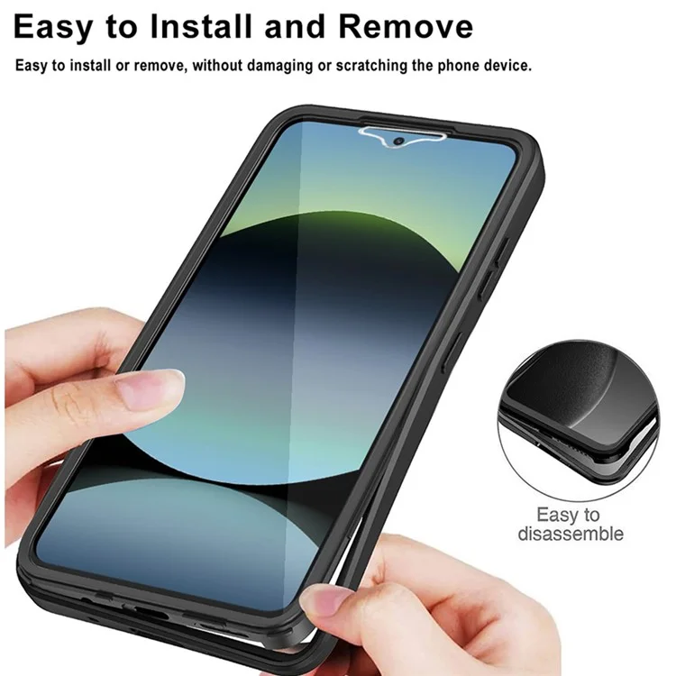 Für Xiaomi Redmi Note 14 4G (164,84 mm) Hülle Acryl + TPU Transparente Handyhülle mit PET-Displayschutzfolie - Schwarz
