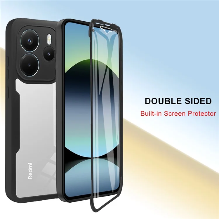 Für Xiaomi Redmi Note 14 4G (164,84 mm) Hülle Acryl + TPU Transparente Handyhülle mit PET-Displayschutzfolie - Schwarz
