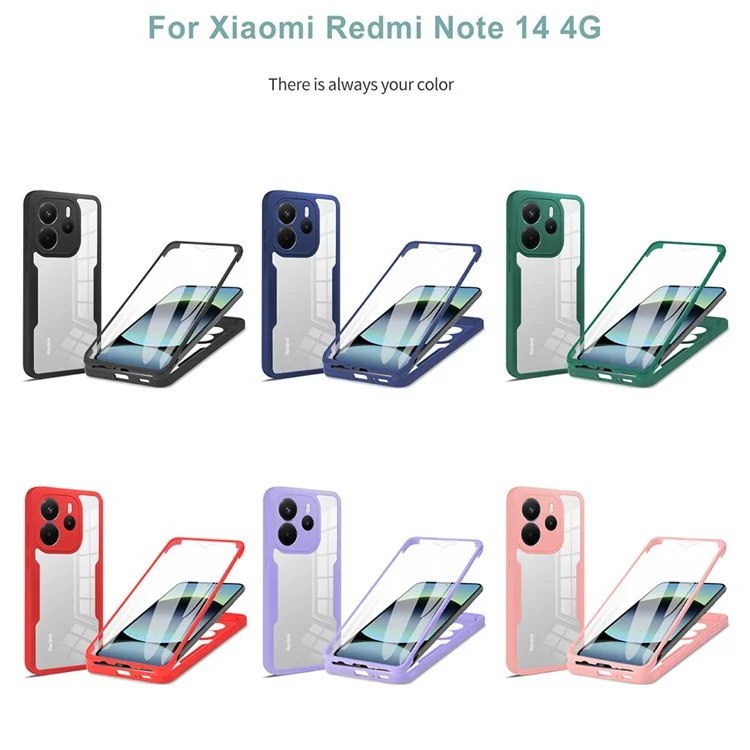 Für Xiaomi Redmi Note 14 4G (164,84 mm) Hülle Acryl + TPU Transparente Handyhülle mit PET-Displayschutzfolie - Schwarz