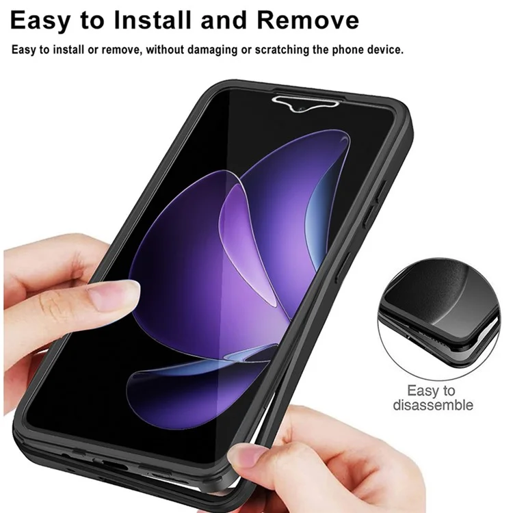 Cover per Oppo Reno13 F 5G / Reno13 F 4G in Acrilico + TPU Trasparente con Pellicola Protettiva per Schermo PET - Nero