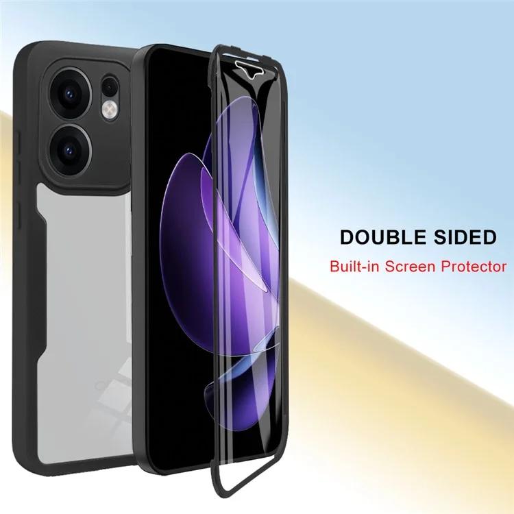 Cover per Oppo Reno13 F 5G / Reno13 F 4G in Acrilico + TPU Trasparente con Pellicola Protettiva per Schermo PET - Nero