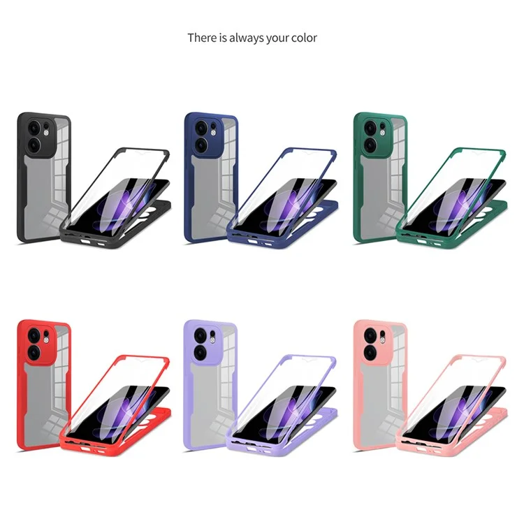 Cover per Oppo Reno13 F 5G / Reno13 F 4G in Acrilico + TPU Trasparente con Pellicola Protettiva per Schermo PET - Nero