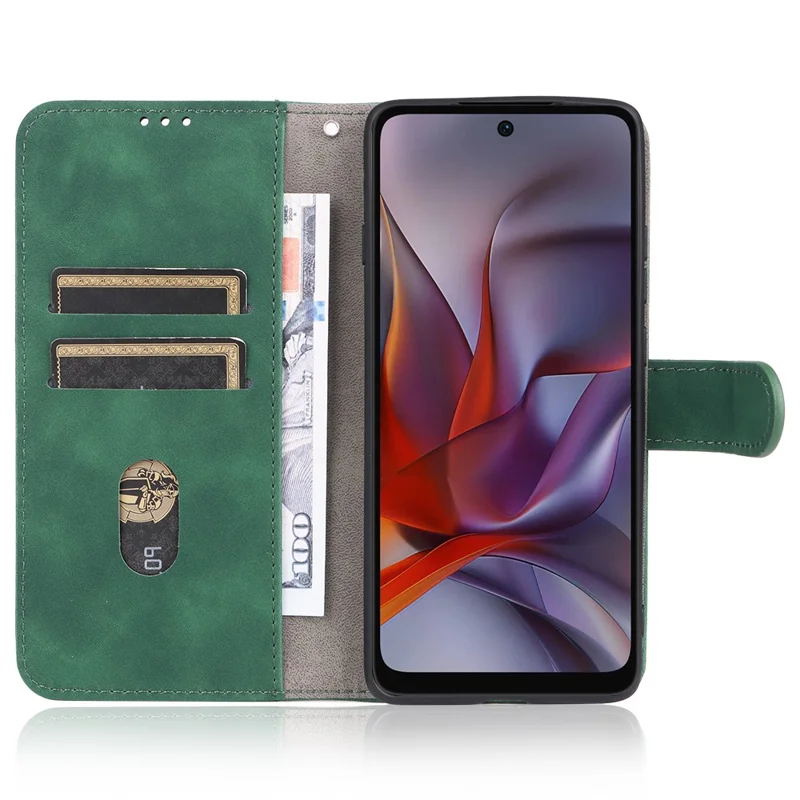 For Motorola Edge 60 5G / 60 Fusion 5G Leather Case Skin Feel Anti Drop Wallet Flip Phone Cover - Green