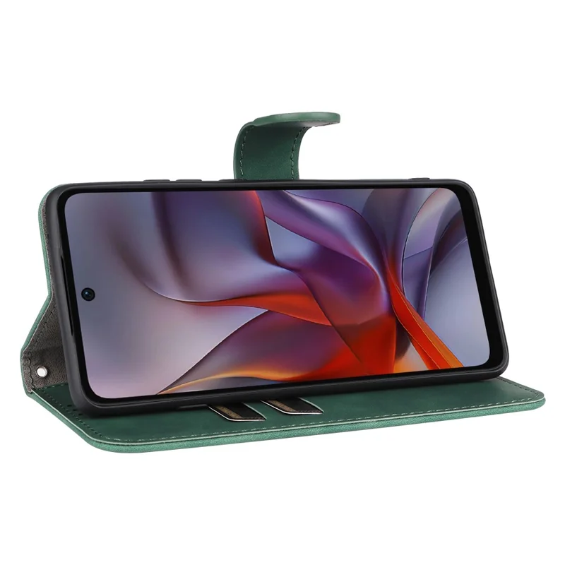 For Motorola Edge 60 5G / 60 Fusion 5G Leather Case Skin Feel Anti Drop Wallet Flip Phone Cover - Green
