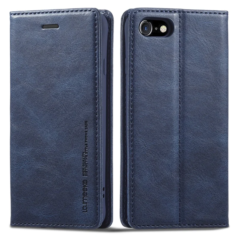 LC.IMEEKE For iPhone 7 / 8 4.7 inch / SE (2020) / SE (2022) PU Leather RFID Blocking Case Wallet Stand Auto Closing Magnetic Phone Cover - Blue