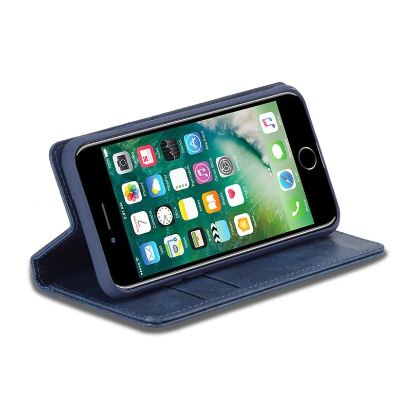 LC.IMEEKE For iPhone 7 / 8 4.7 inch / SE (2020) / SE (2022) PU Leather RFID Blocking Case Wallet Stand Auto Closing Magnetic Phone Cover - Blue