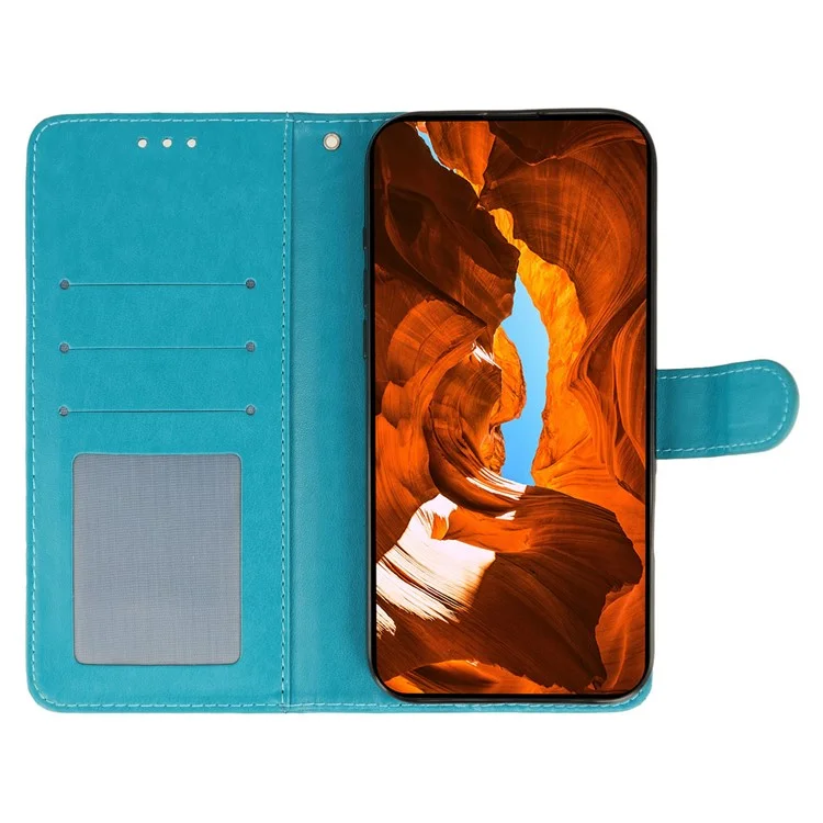 For Motorola Edge 50 Pro 5G Case Wallet Stand Imprinted Rose Butterfly PU Leather Phone Cover - Blue