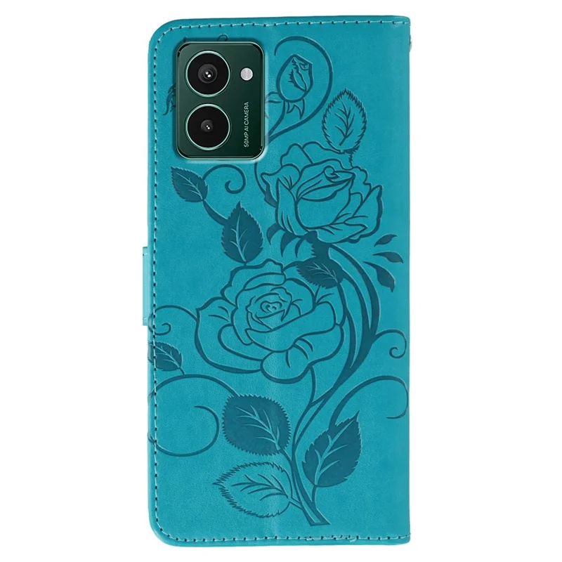 For HMD Pulse Pro Case Wallet Stand Imprinted Rose Butterfly PU Leather Phone Cover - Blue