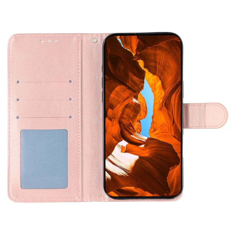 For Nothing Phone (3a) Case Wallet Stand Imprinted Rose Butterfly PU Leather Phone Cover - Rose Gold