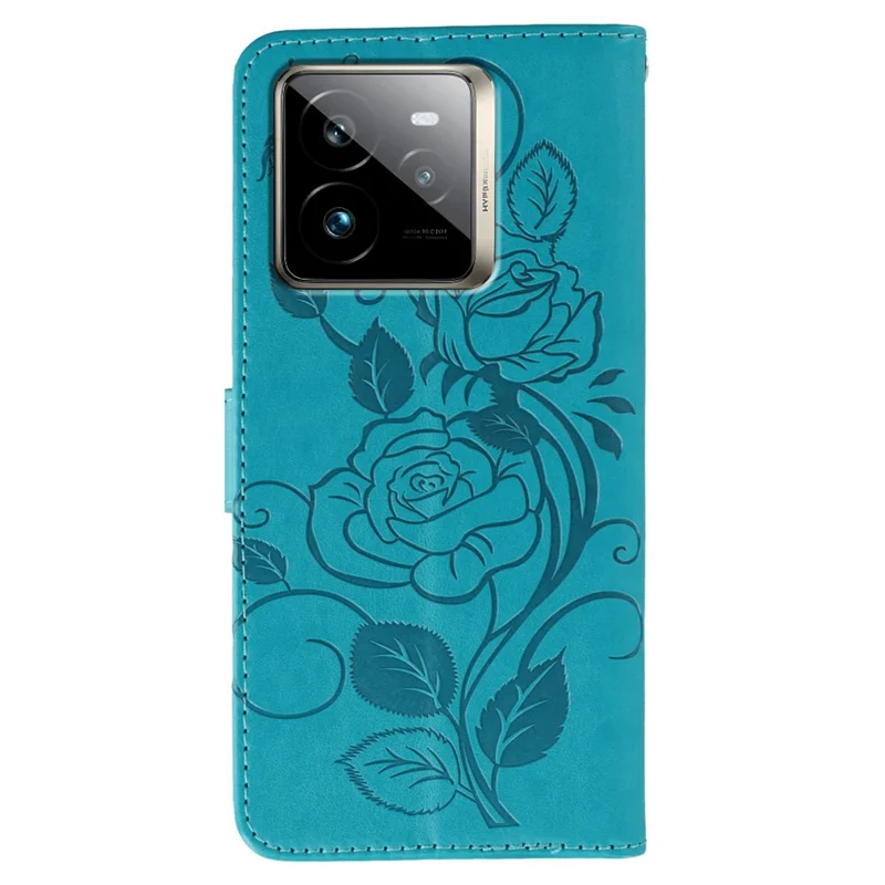 For Realme GT 7 Pro 5G Case Wallet Stand Imprinted Rose Butterfly PU Leather Phone Cover - Blue