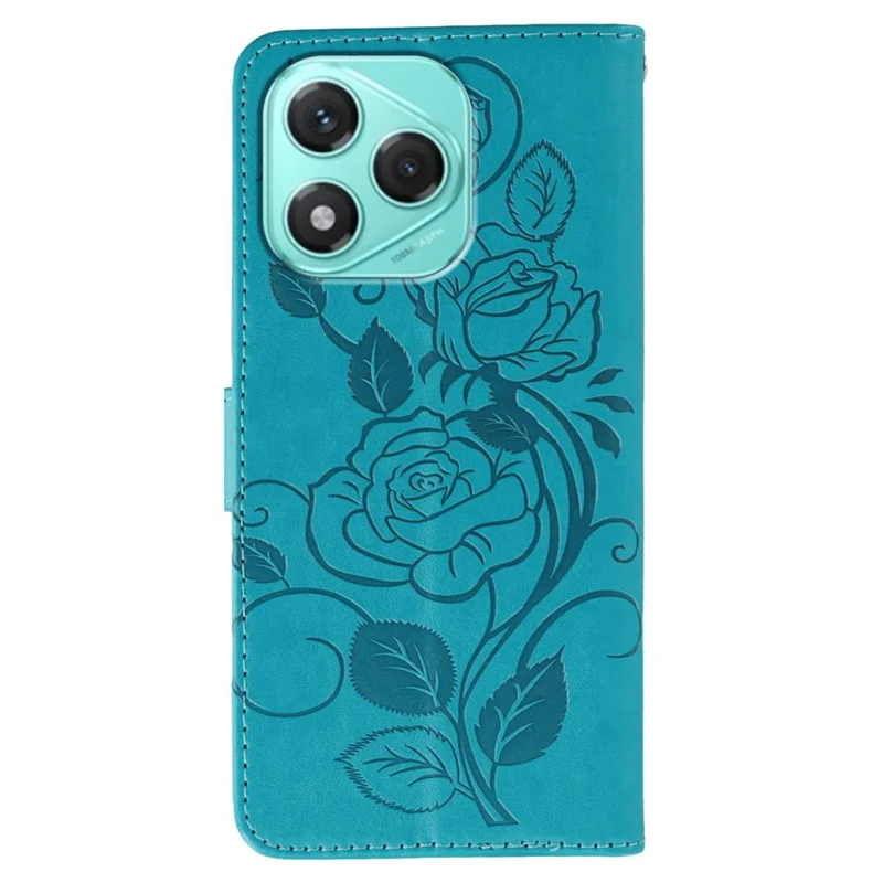 For Honor 400 Lite 5G Case Wallet Stand Imprinted Rose Butterfly PU Leather Phone Cover - Blue