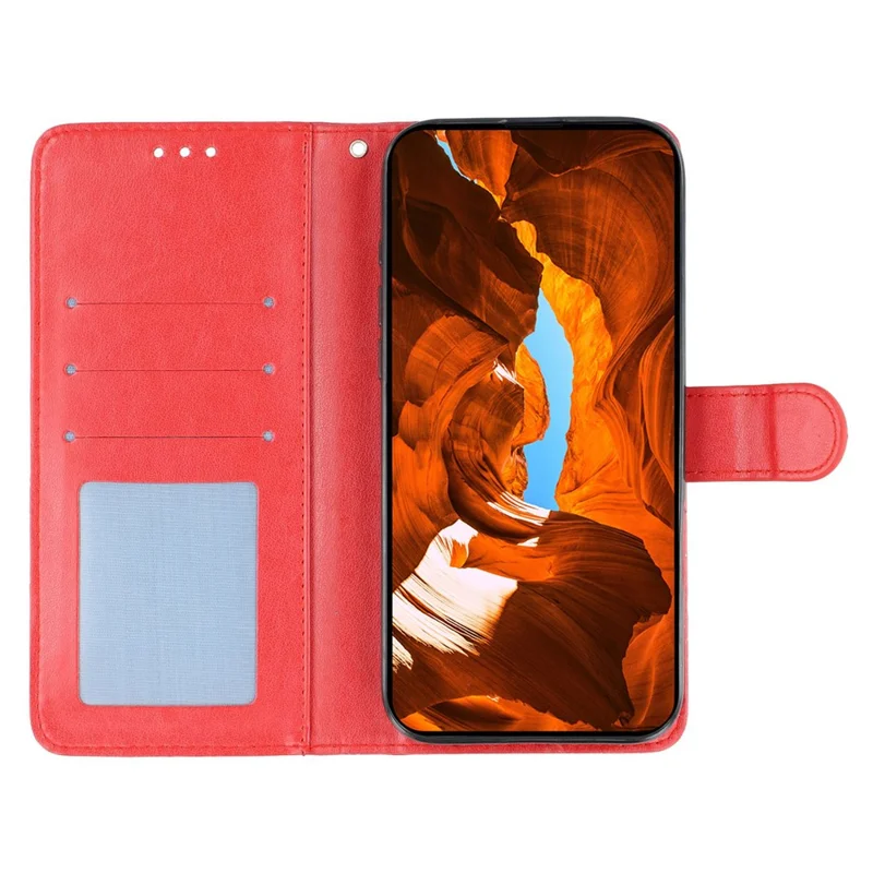 For Samsung Galaxy A06s Case Wallet Stand Imprinted Rose Butterfly PU Leather Phone Cover - Red