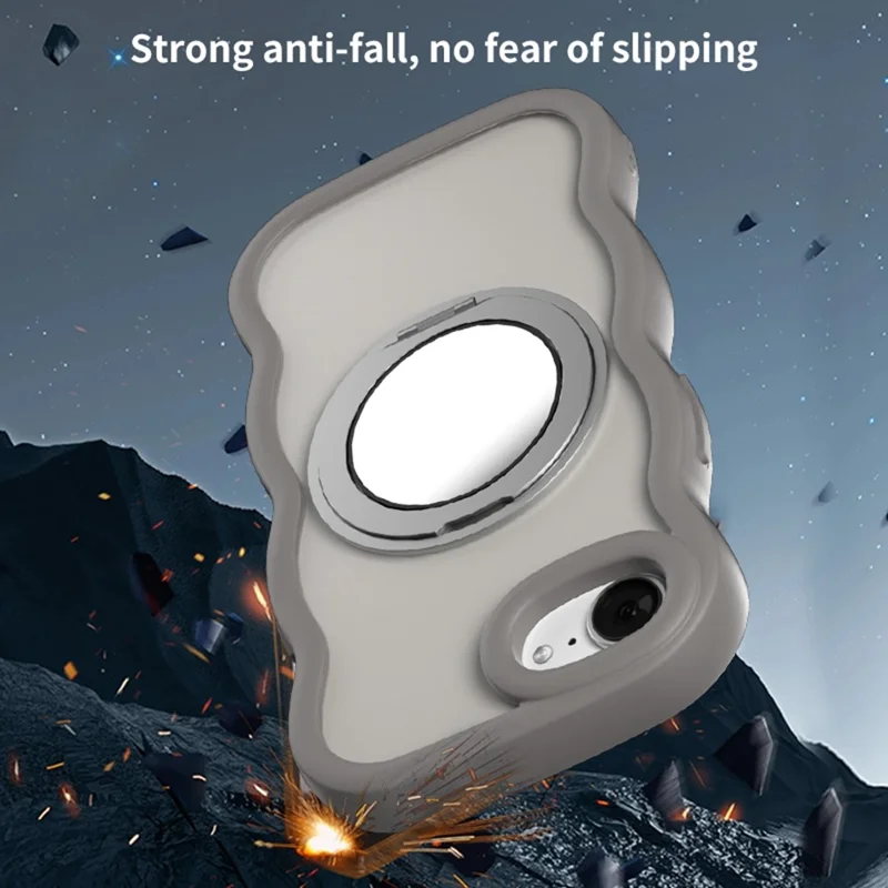 For iPhone 16e Case Magnetic Case Wave Edge TPU + Acrylic Phone Cover with Mirror Kickstand - Desert Gold