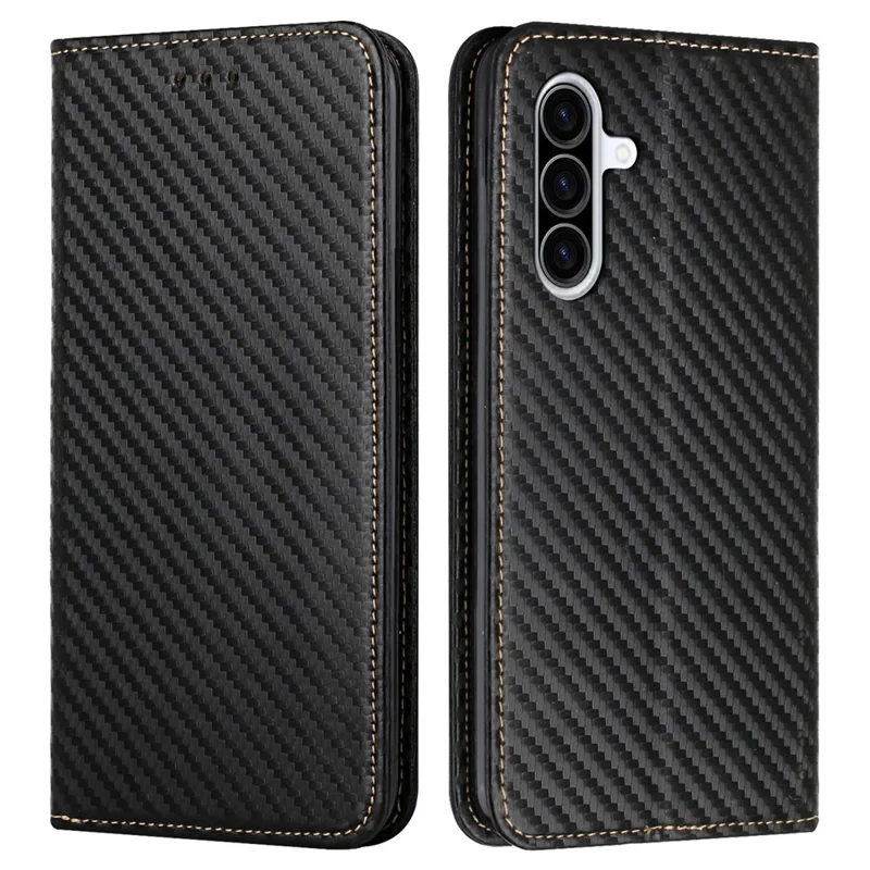 For Samsung Galaxy A36 5G Case Leather Flip Phone Cover Stand Strong Magnetic Closure - Black