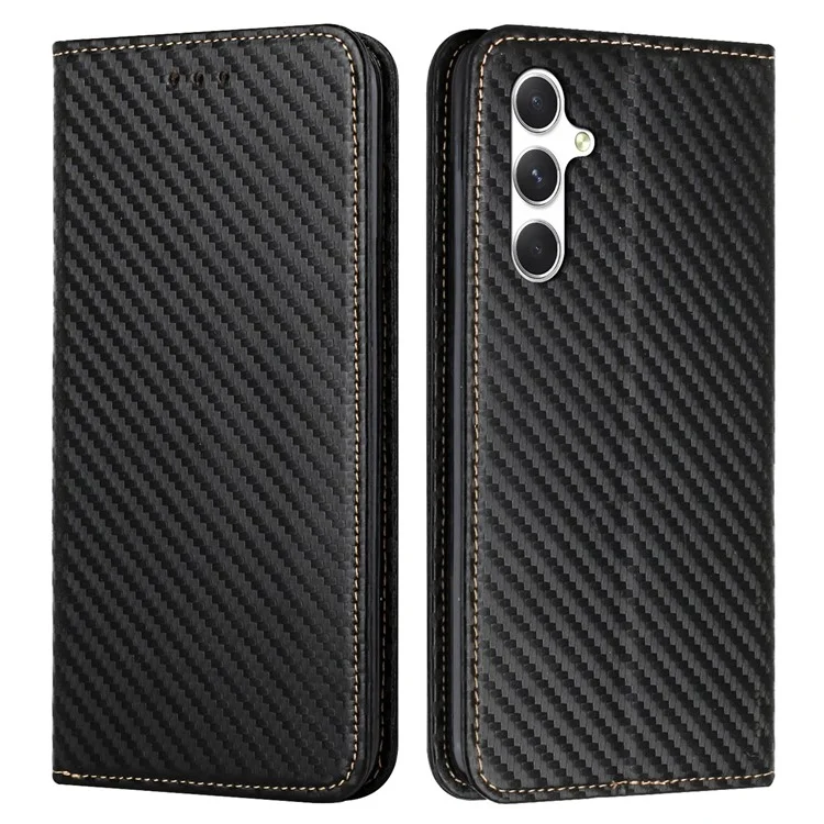 For Samsung Galaxy A56 5G Case Leather Flip Phone Cover Stand Strong Magnetic Closure - Black