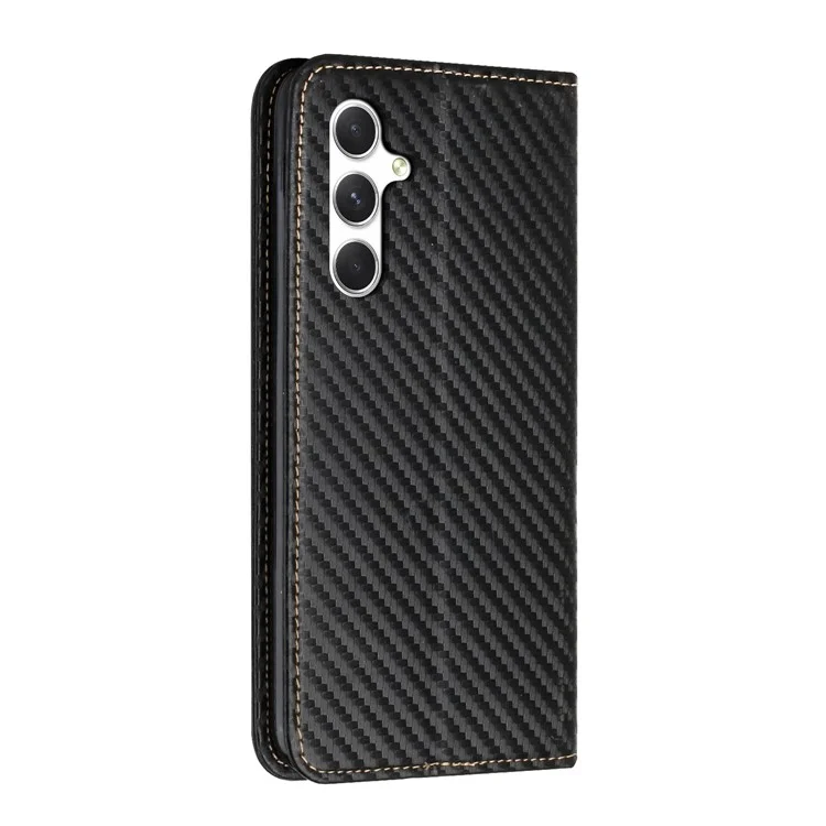 For Samsung Galaxy A56 5G Case Leather Flip Phone Cover Stand Strong Magnetic Closure - Black