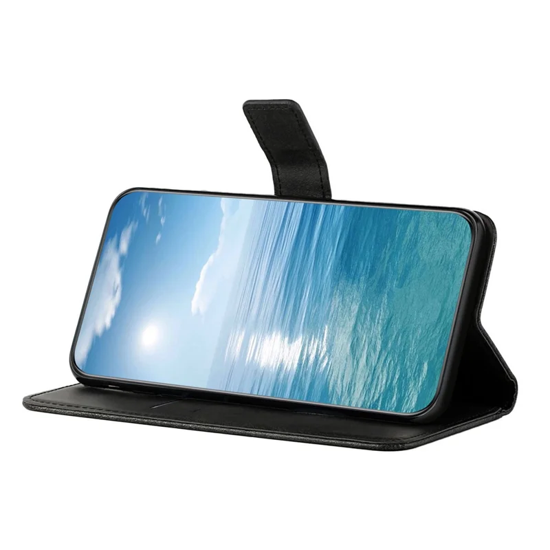 Voor Samsung Galaxy A56 5G hoesje met lijnpatroon portemonnee lederen telefoonhoes - Zwart