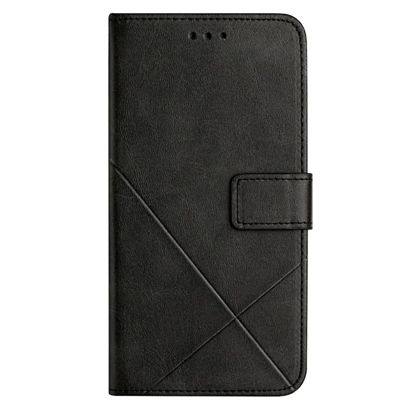 Voor Samsung Galaxy A56 5G hoesje met lijnpatroon portemonnee lederen telefoonhoes - Zwart