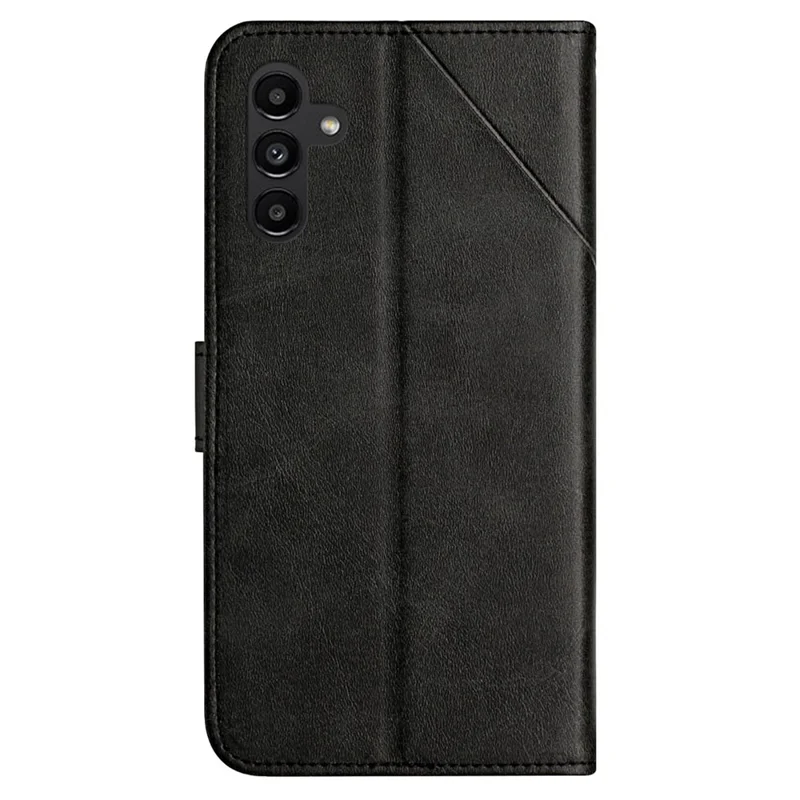 Voor Samsung Galaxy A56 5G hoesje met lijnpatroon portemonnee lederen telefoonhoes - Zwart