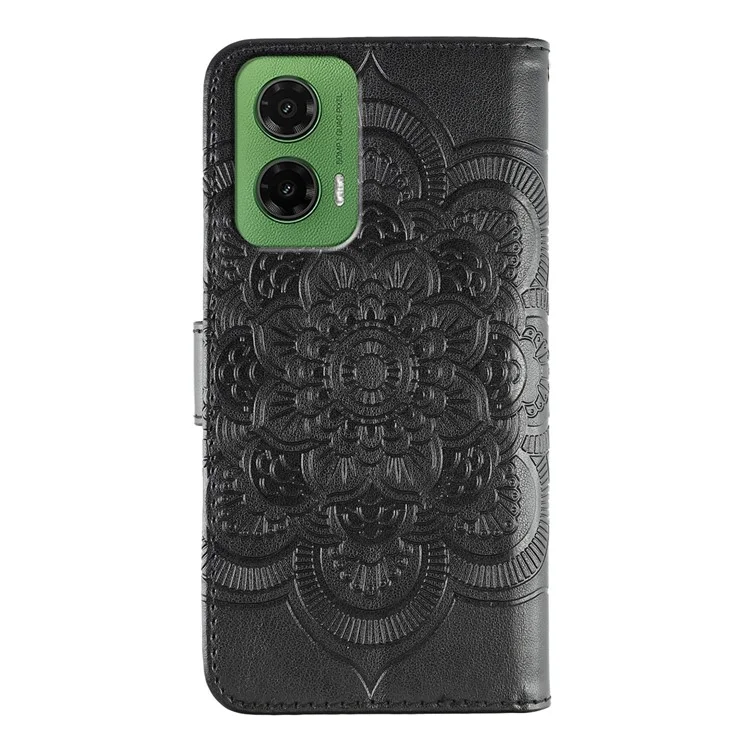 Cover per Motorola Moto G35 5G in Pelle PU con Design Mandala Stampato Portafoglio - Nero