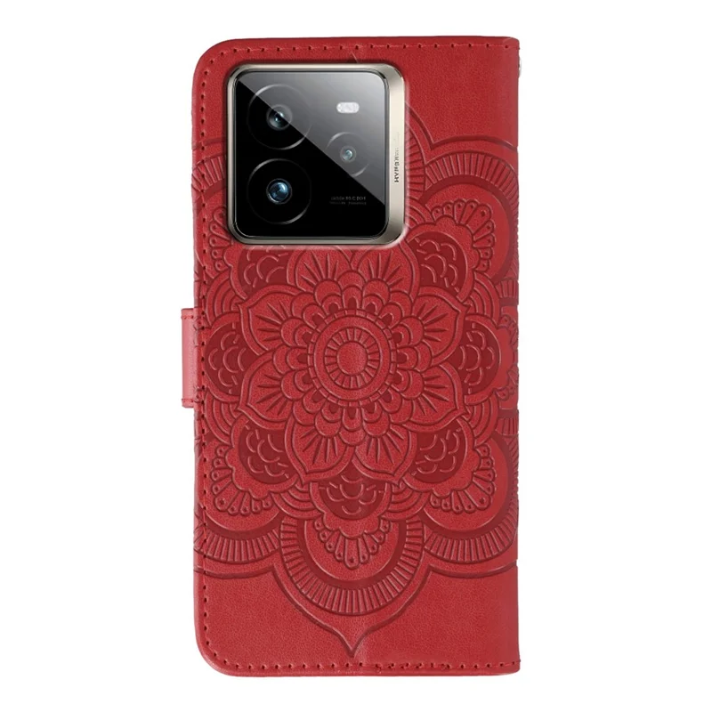 For Realme GT 7 Pro 5G Case PU Leather Mandala Imprinted Design Wallet Phone Cover - Red