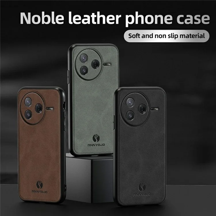 Capa ANNYOJO para Xiaomi Poco F7 Pro 5G em Couro Sintético + PC + TPU Antichoque - Verde