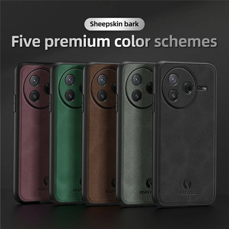 Capa ANNYOJO para Xiaomi Poco F7 Pro 5G em Couro Sintético + PC + TPU Antichoque - Verde
