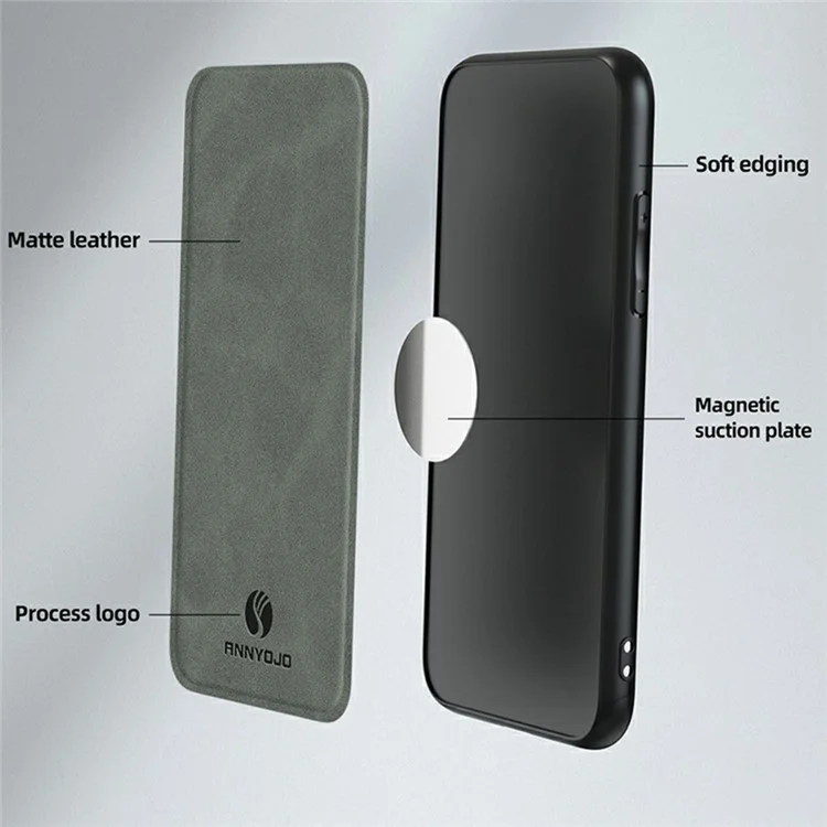 Capa ANNYOJO para Xiaomi Poco F7 Pro 5G em Couro Sintético + PC + TPU Antichoque - Verde