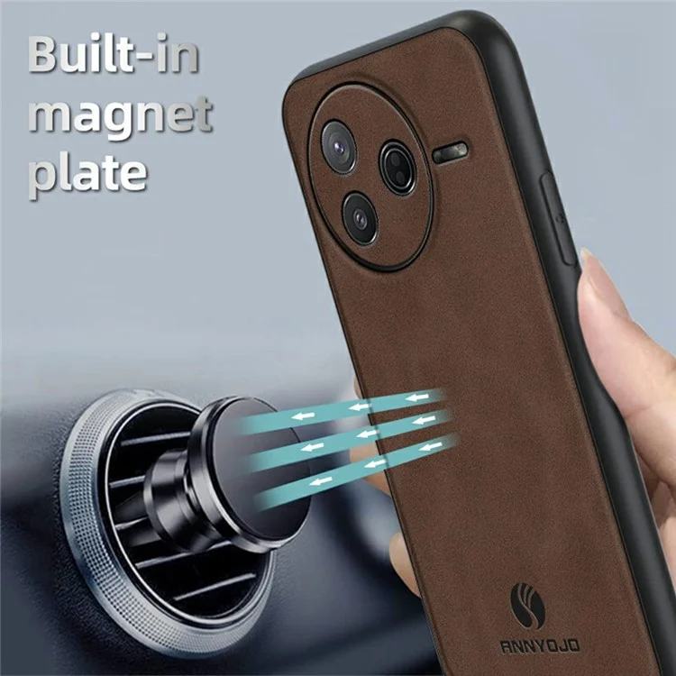 Capa ANNYOJO para Xiaomi Poco F7 Pro 5G em Couro Sintético + PC + TPU Antichoque - Verde