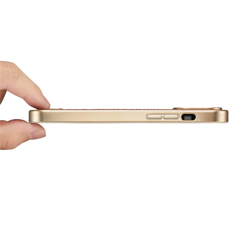 FIERRE SHANN For iPhone 14 Pro Electroplated Python Texture PU Leather Coated TPU Phone Back Case Anti-fall Cover - Red