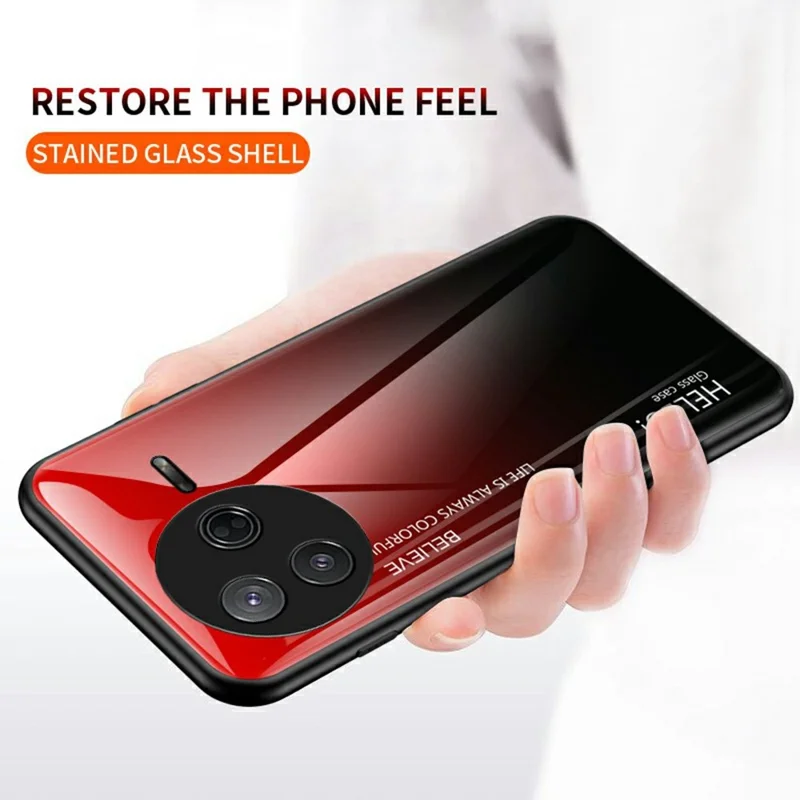 Per Xiaomi Poco F7 Pro 5G Custodia Anti-graffio Vetro temperato + PC+TPU Custodia per telefono - Sfumatura rosa blu
