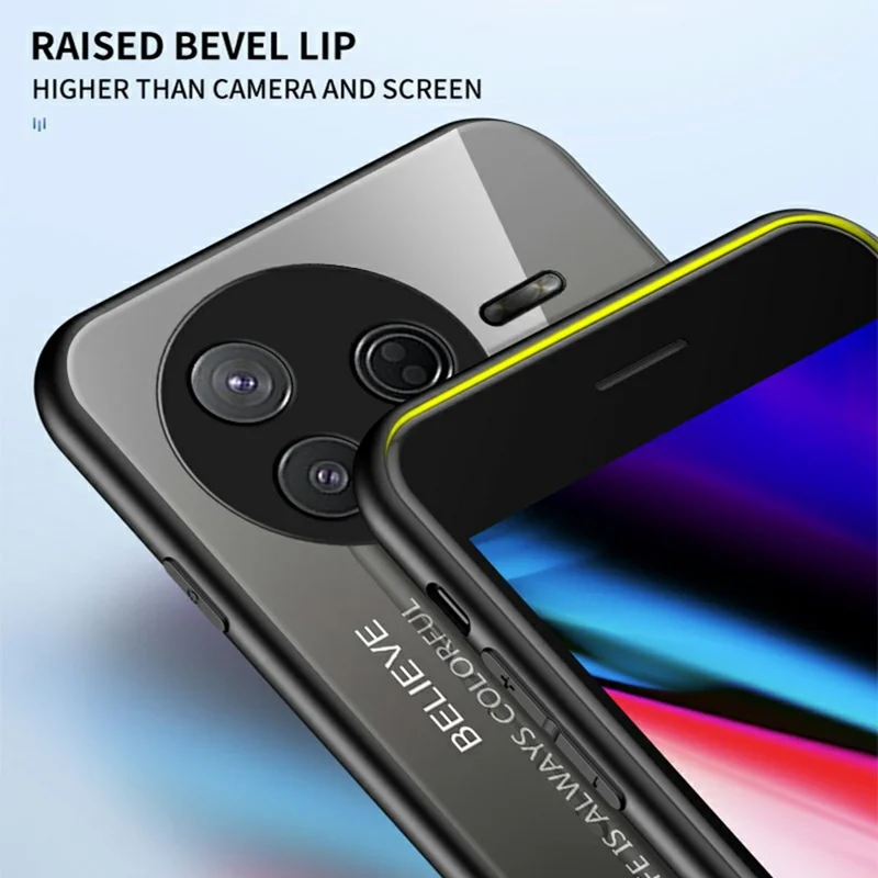 Per Xiaomi Poco F7 Pro 5G Custodia Anti-graffio Vetro temperato + PC+TPU Custodia per telefono - Sfumatura rosa blu