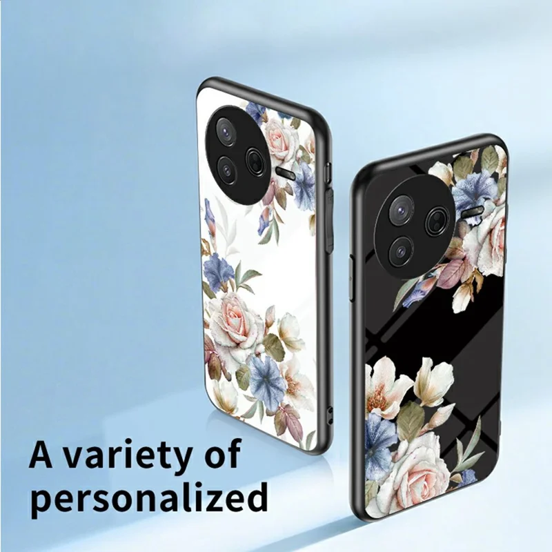 Per Xiaomi Poco F7 Pro 5G Custodia Motivo floreale TPU + Vetro temperato Custodia protettiva per telefono - Magnolia viola