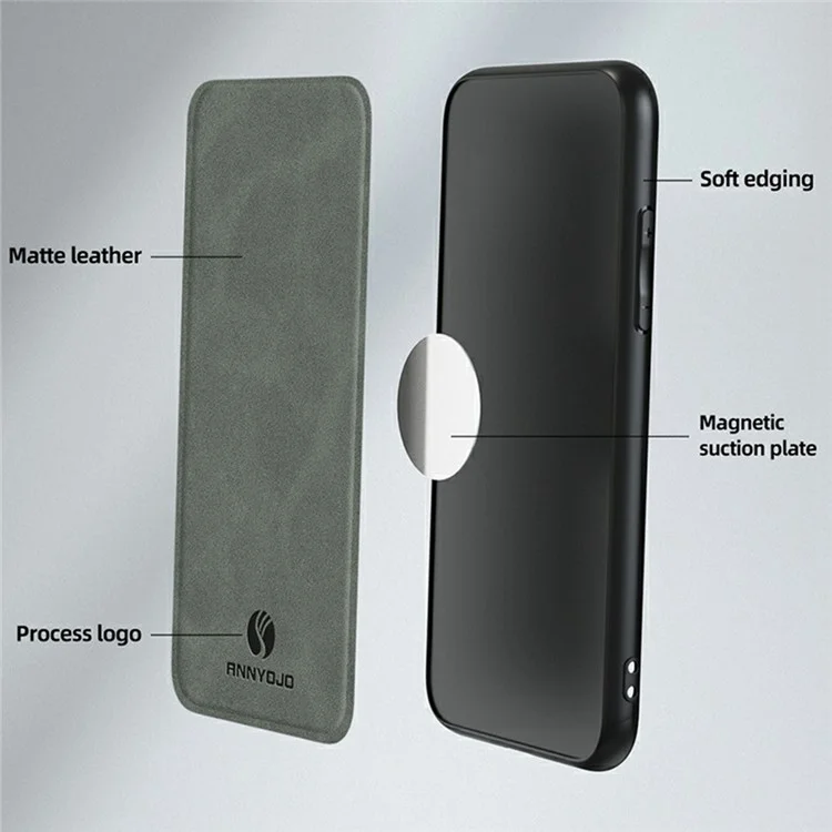 ANNYOJO For Xiaomi Poco F7 Ultra 5G / Redmi K80 Pro 5G Case PU Leather + PC + TPU Anti Drop Phone Back Cover - Black