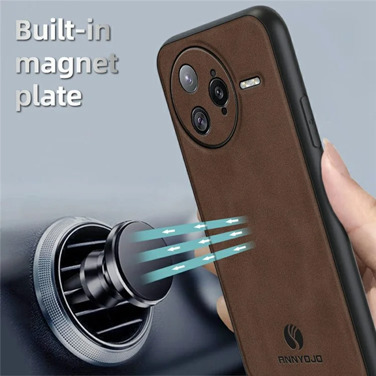 ANNYOJO For Xiaomi Poco F7 Ultra 5G / Redmi K80 Pro 5G Case PU Leather + PC + TPU Anti Drop Phone Back Cover - Black