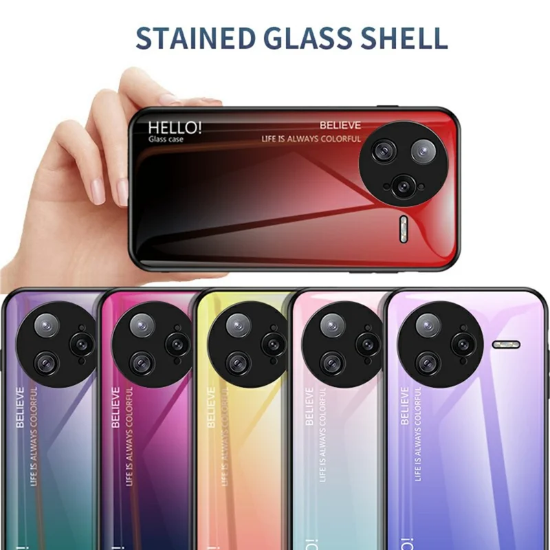 Чехол для Xiaomi Poco F7 Ultra 5G с защитой от царапин, закаленное стекло + ПК+ТПУ - Градиент розовый-синий