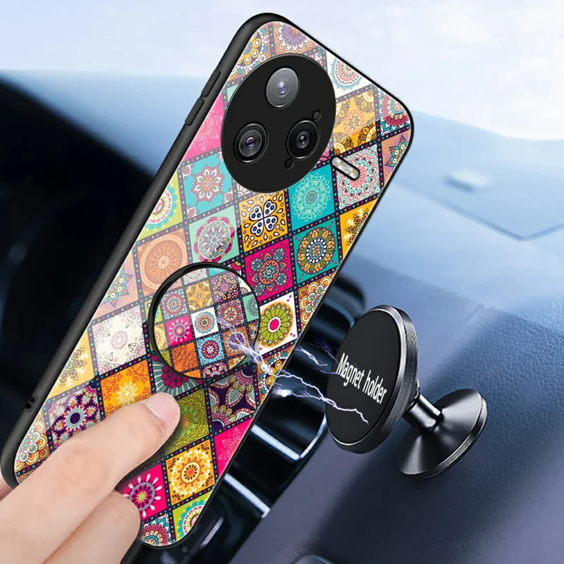 For Xiaomi Poco F7 Ultra 5G / Redmi K80 Pro 5G Case Kickstand Ethnic Pattern Tempered Glass Phone Cover with Strap - Color Pattern